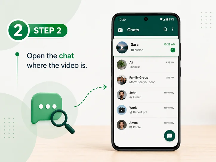 open chat video in whatsapp