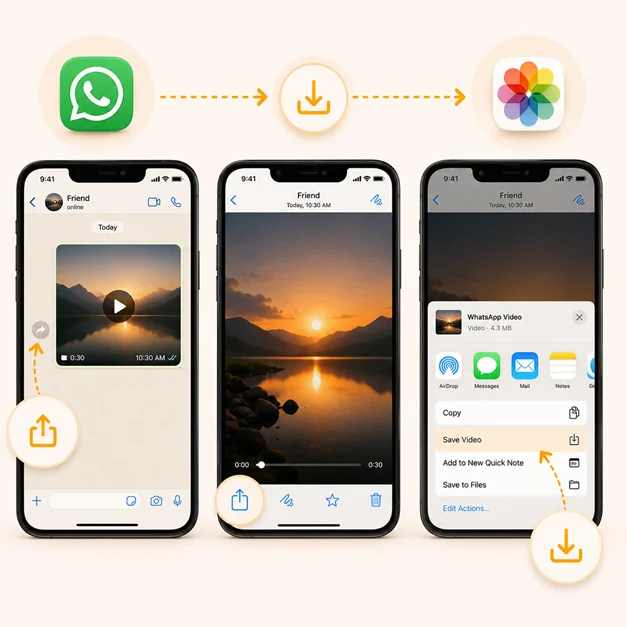 downloade whatsapp videos on iphone