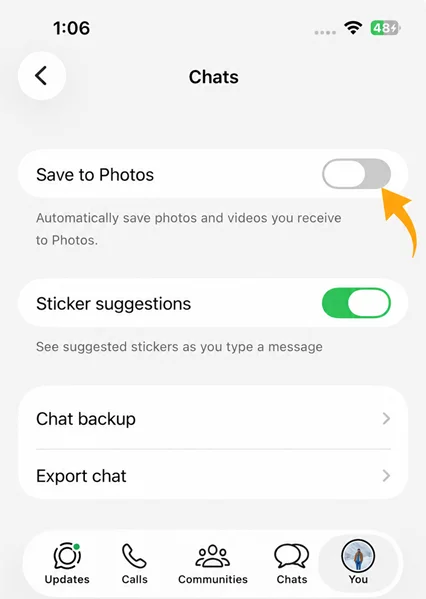 enable auto save to photos
