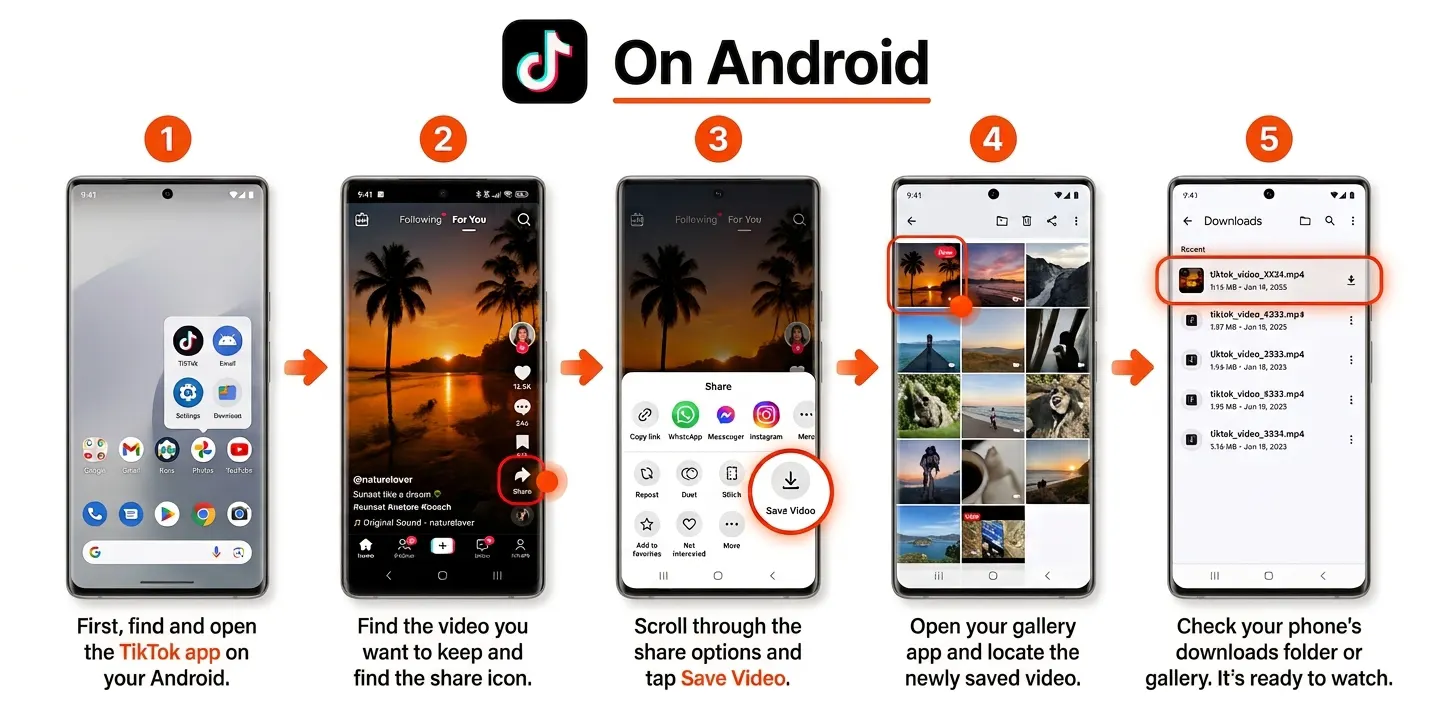 download tiktok videos from android