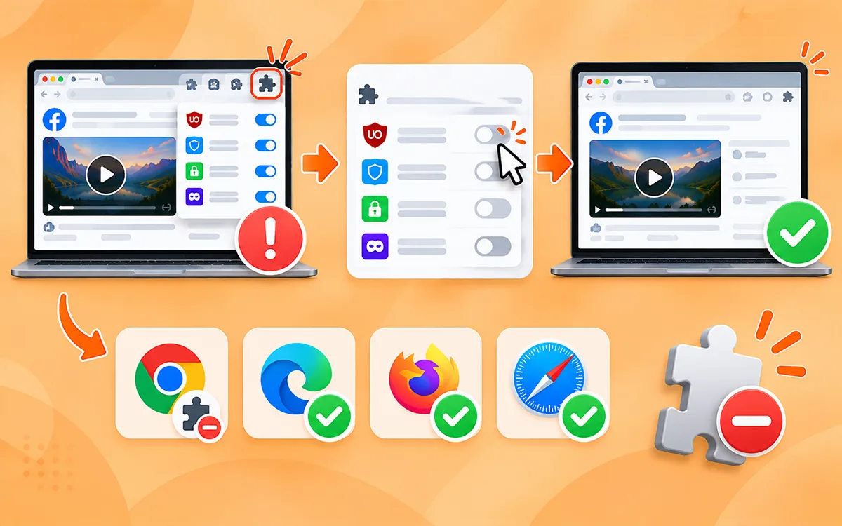 Disable Browser Extensions For Facebook Video Download
