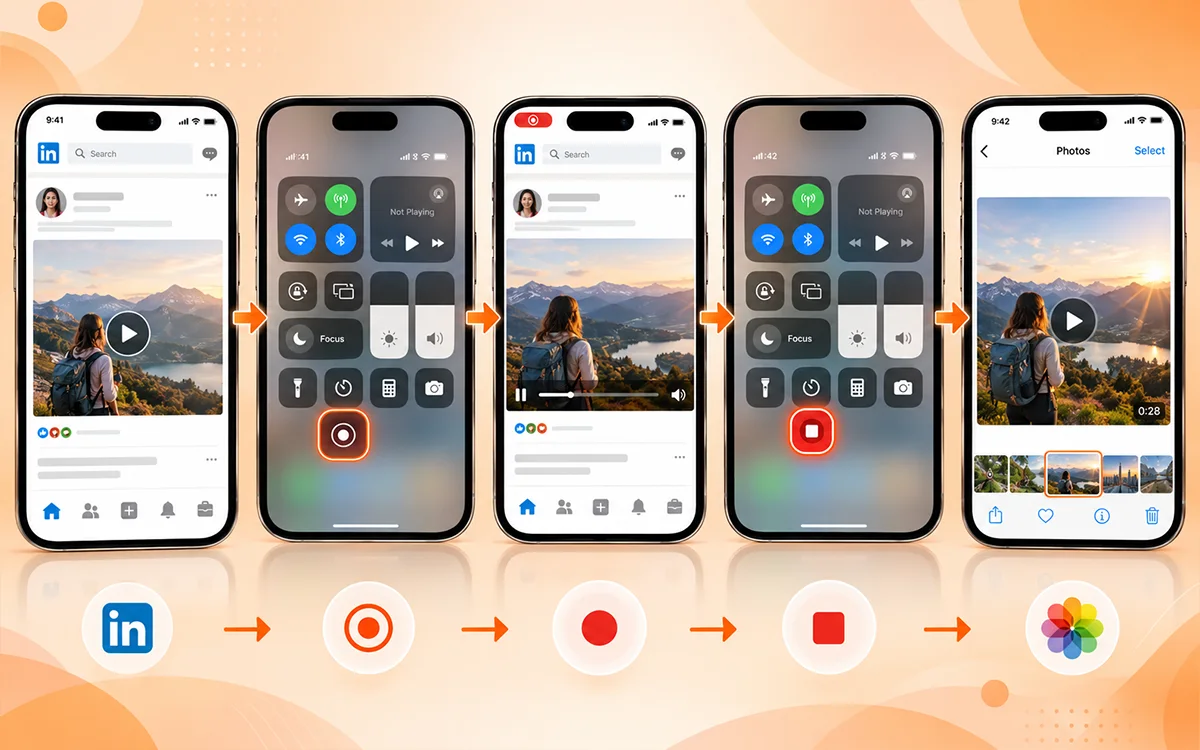 built in feature of iphone linkedin video download