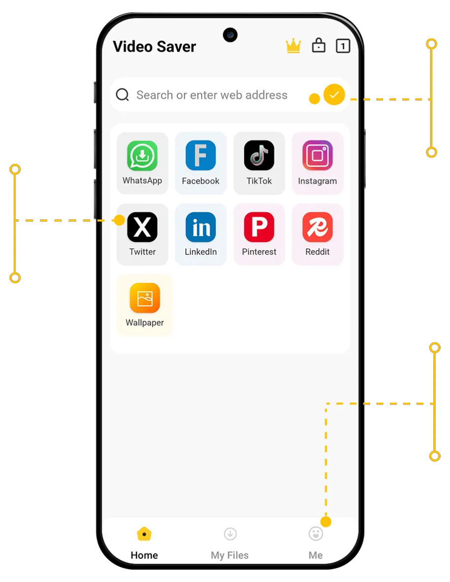 hdvideosaver app navigation